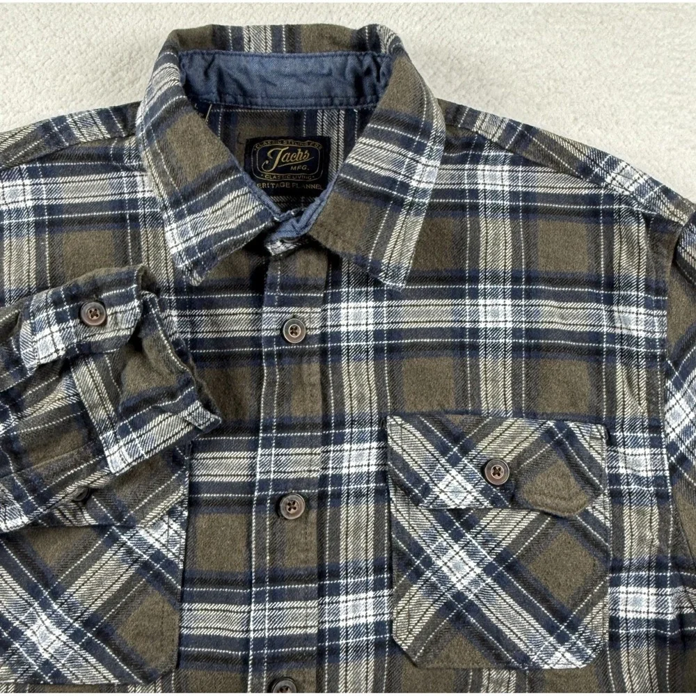 Jachs Heritage Flannel Shirt Men Large Multicolor Cotton Plaid Classic Button Up